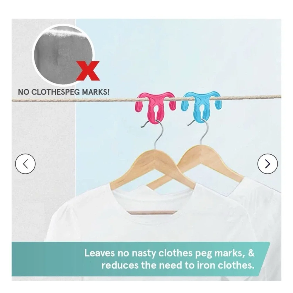 Washing Line 8 Hanging Hooks & 16.4ft Clotheline Windproof Pegs Clothing Secured